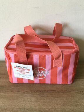 Trader Joe's Striped Mini Insulated Cooler Bag Red/Pink Limited Edition May 2026